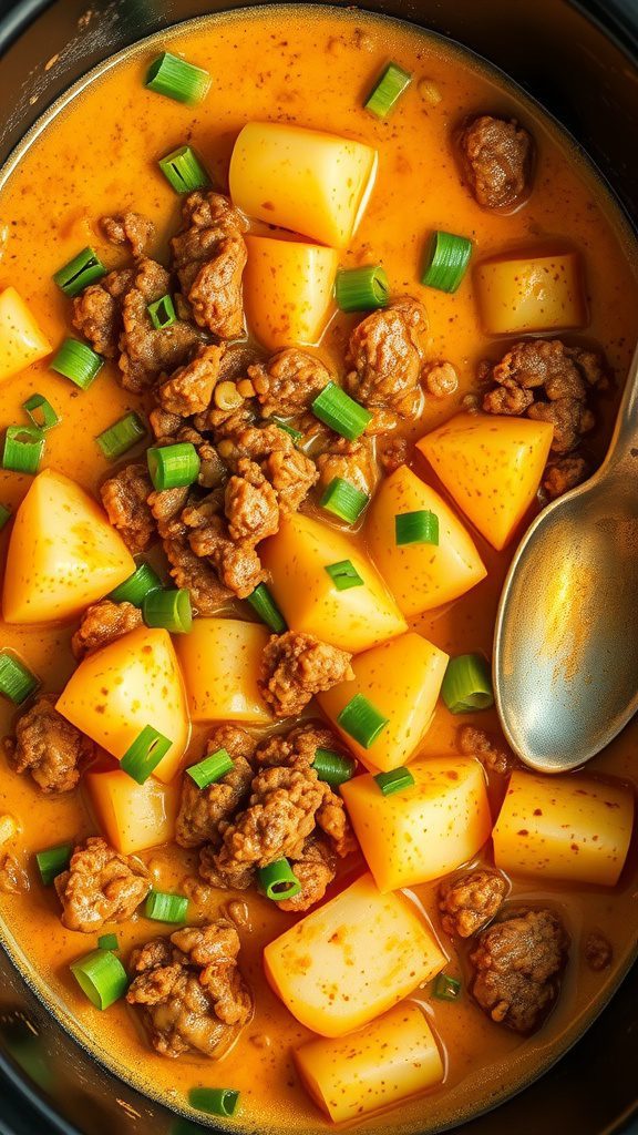 asian inspired crockpot ground beef potato curry