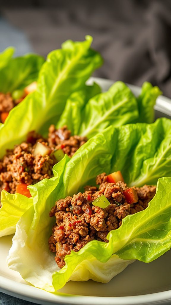 asian inspired ground beef lettuce wraps
