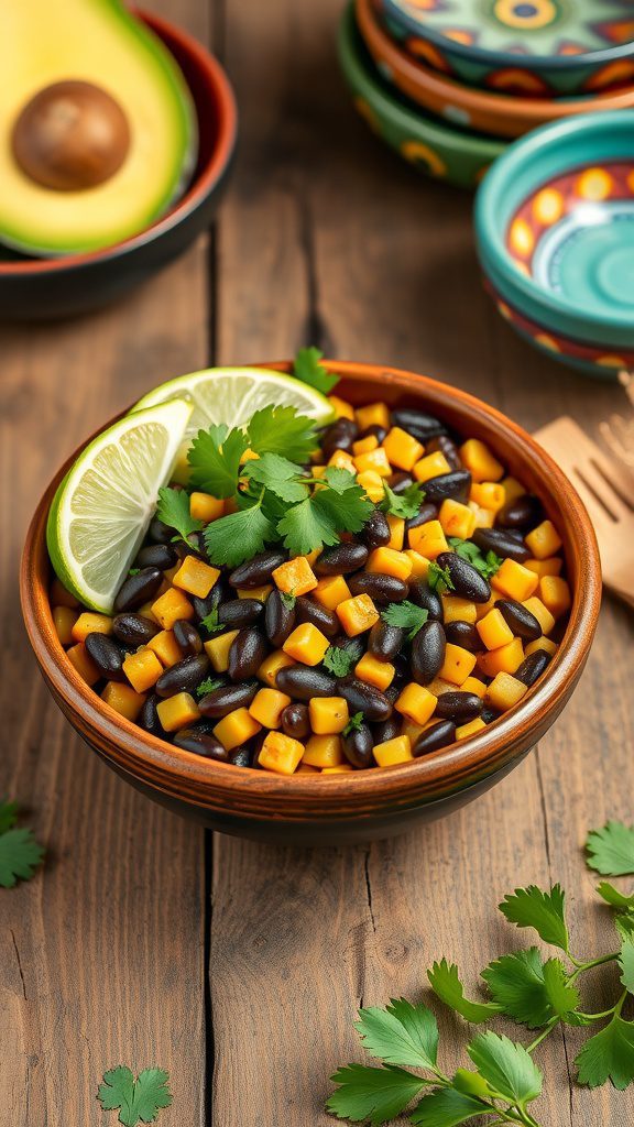 avocado infused black bean corn medley