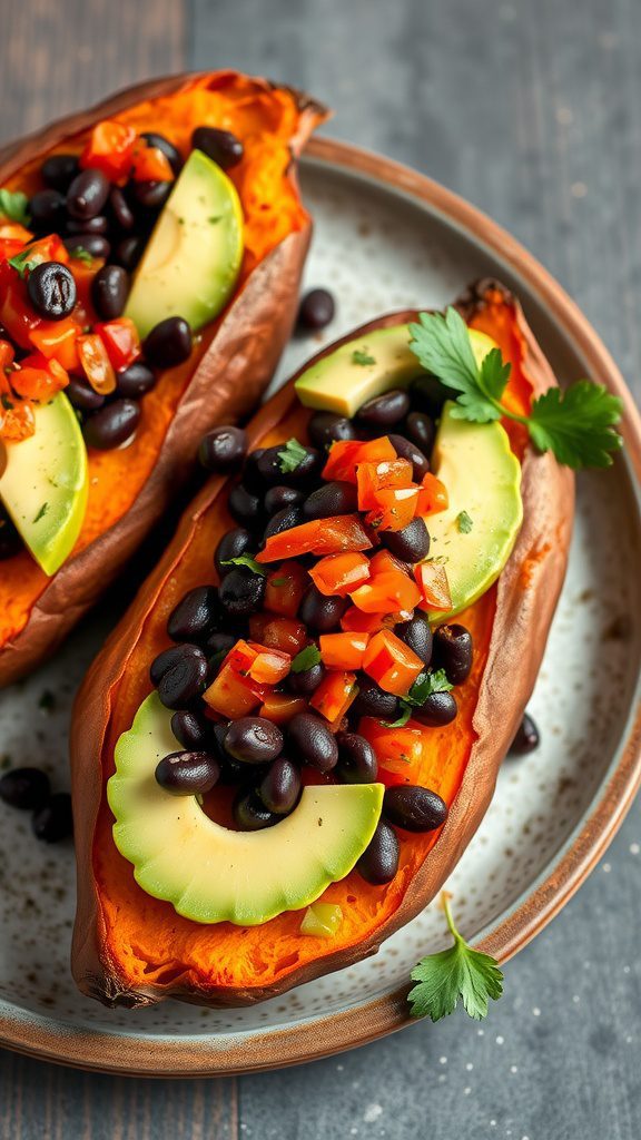 baked sweet potatoes with black beans baked sweet potatoes with black beans