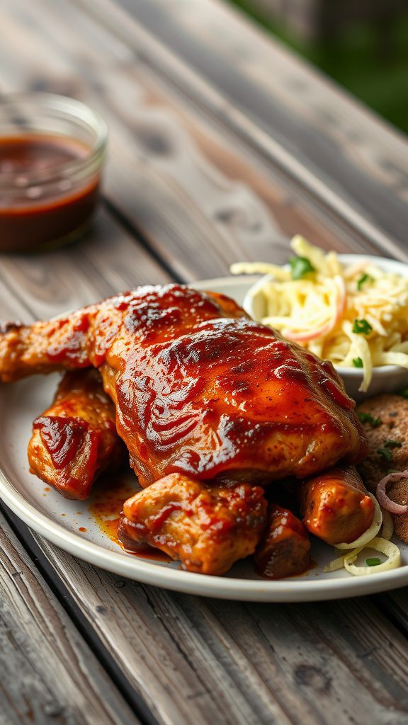 bbq chicken with coleslaw