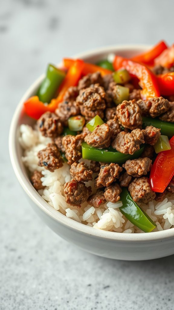 beef and pepper rice bowl