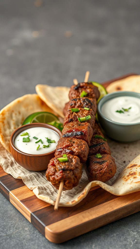 beef kofta with tzatziki and pita