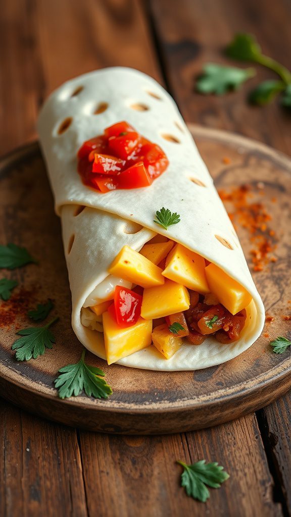 breakfast burrito with salsa