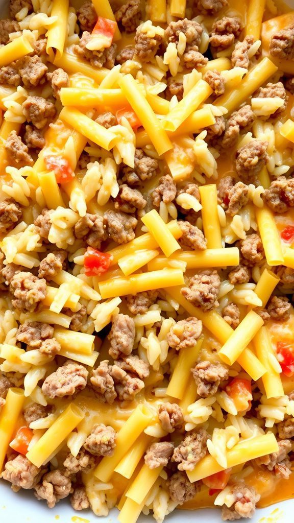 cheesy hamburger rice casserole 1