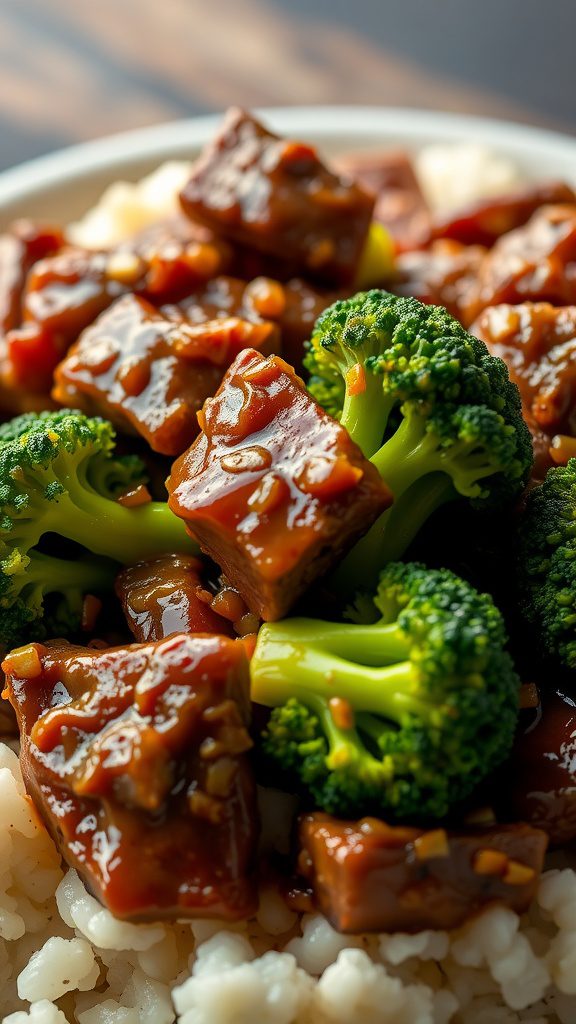 chinese inspired ground beef broccoli bowl