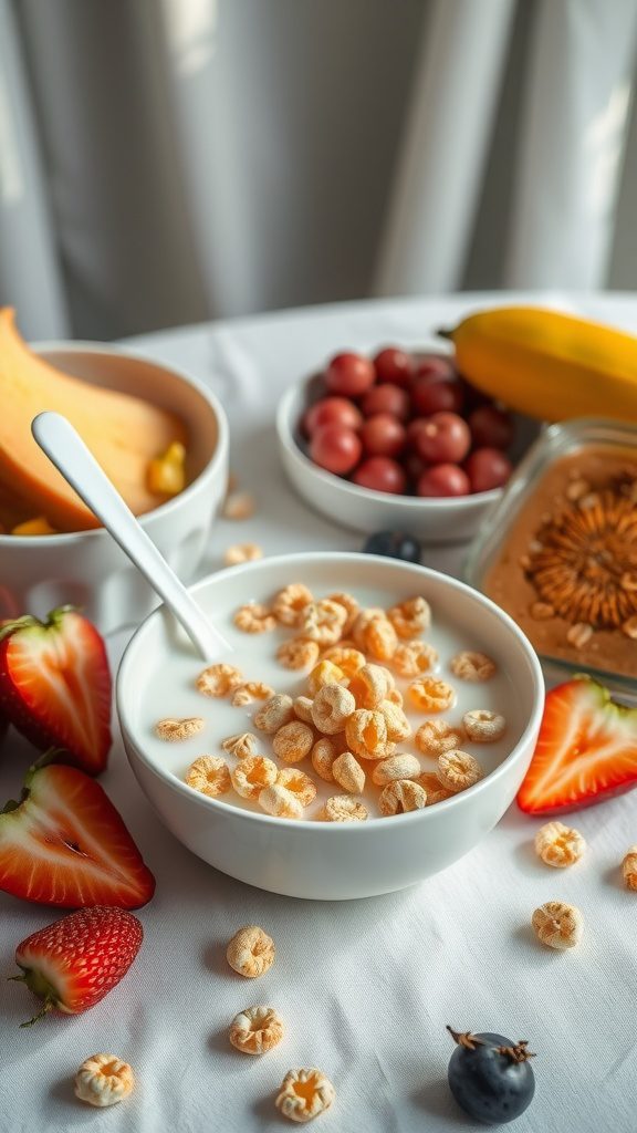 classic breakfast cereal with milk