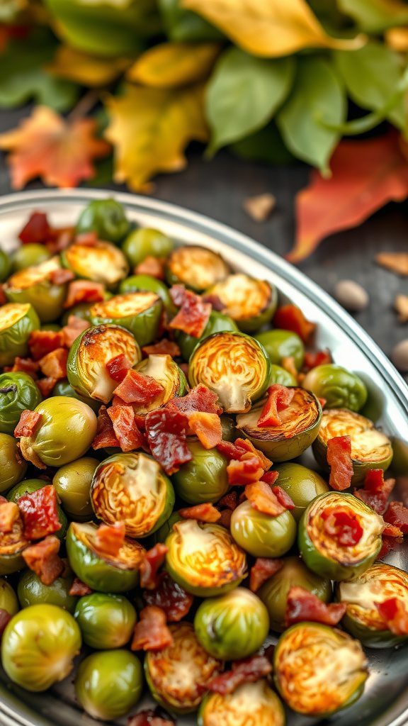 crispy roasted brussels sprouts and bacon