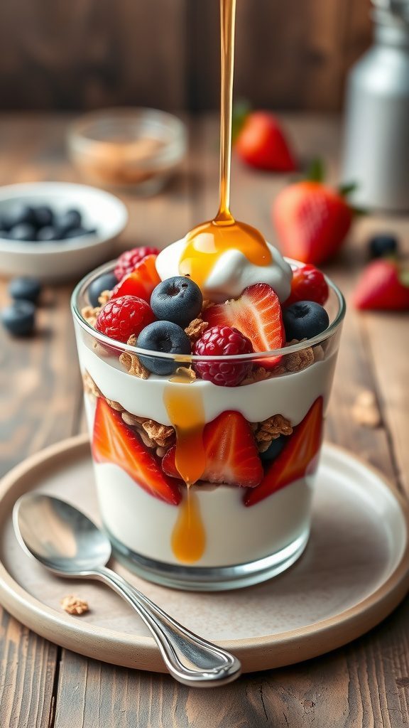 delicious instant greek yogurt parfait with honey