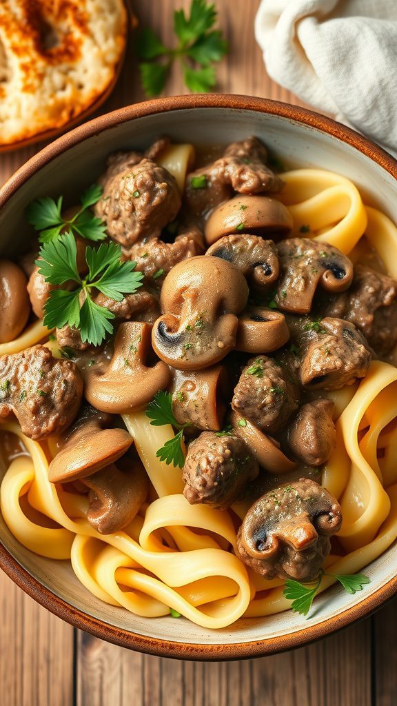 easy beef and mushroom stroganoff
