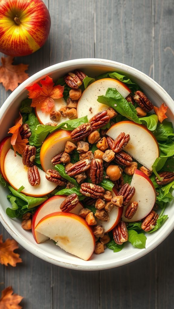 fall harvest salad with apples and pecans
