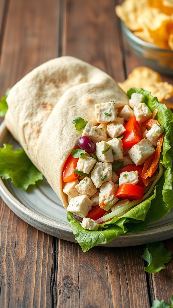 greek yogurt chicken salad wrap with crisp lettuce greek yogurt chicken salad wrap with crisp lettuce