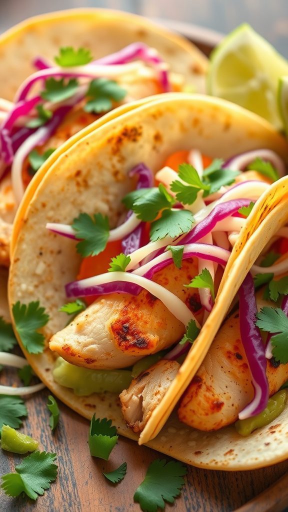grilled chicken tacos with cabbage slaw