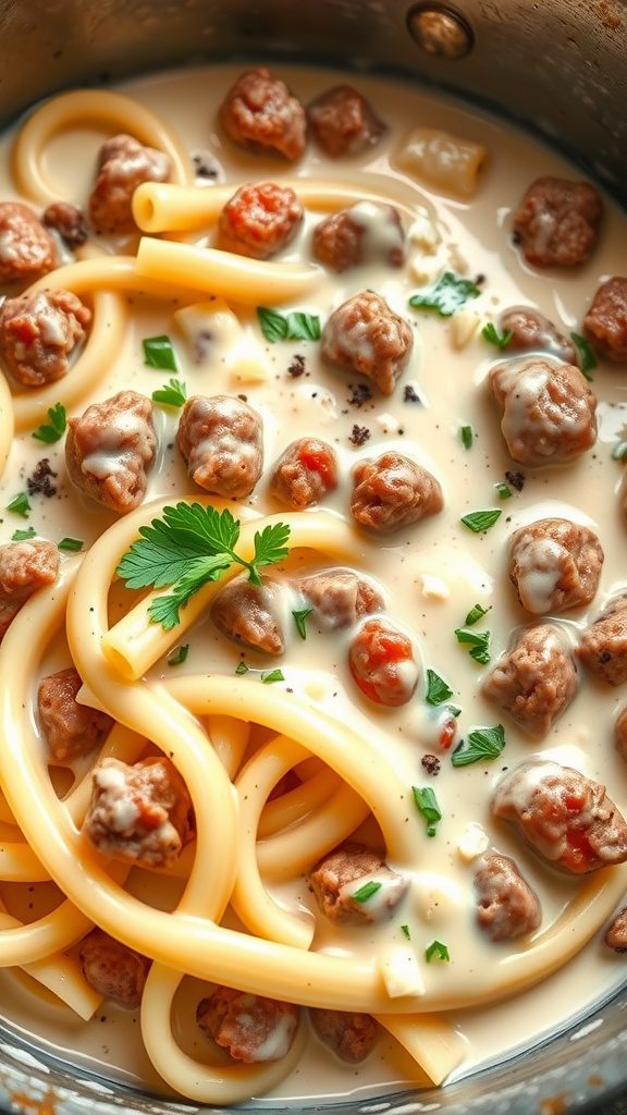ground beef pasta with white sauce ground beef pasta with white sauce