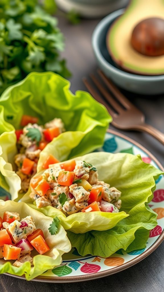 healthy avocado tuna lettuce cups
