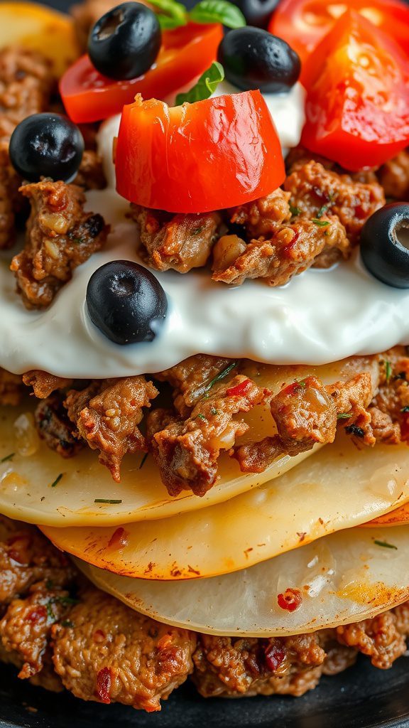 healthy greek ground beef potato casserole