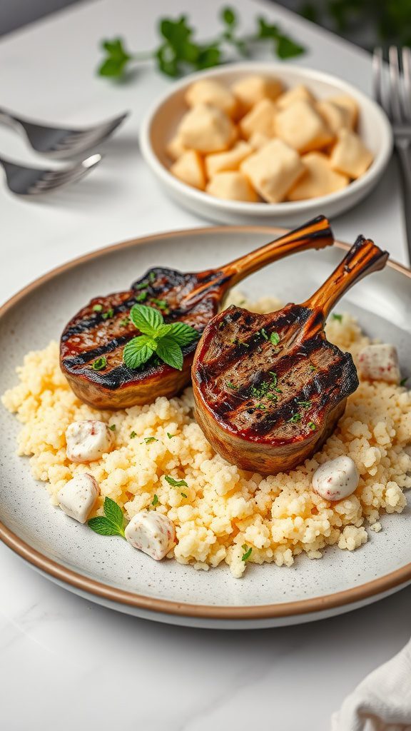 herbed lamb chops with couscous