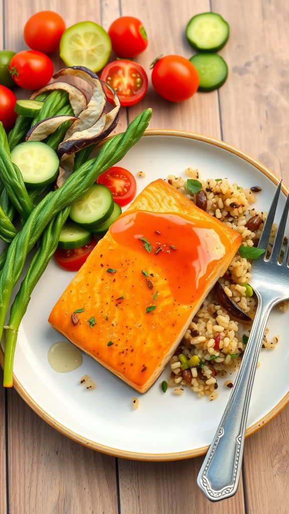 honey glazed salmon with quinoa salad