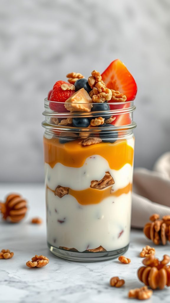 honey and yogurt parfait with walnuts honey and yogurt parfait with walnuts