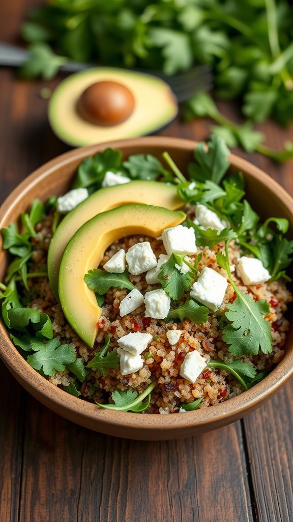 instant quinoa arugula salad with avocado and fet instant quinoa arugula salad with avocado and fet