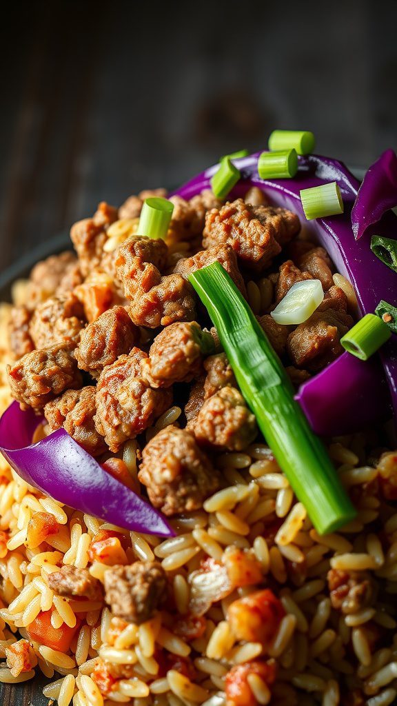 korean inspired healthy ground beef rice bowl