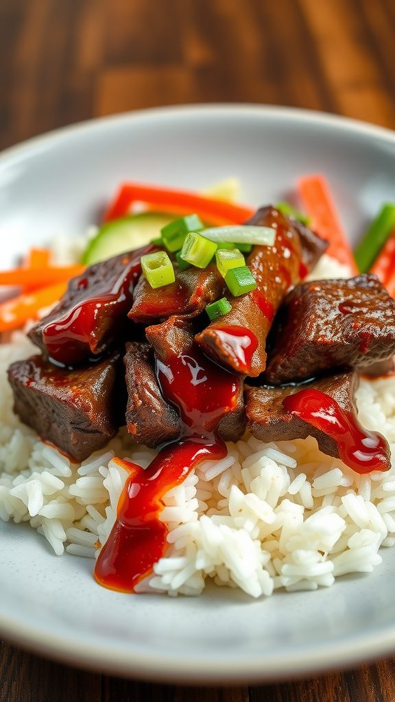korean style ground beef rice bowl