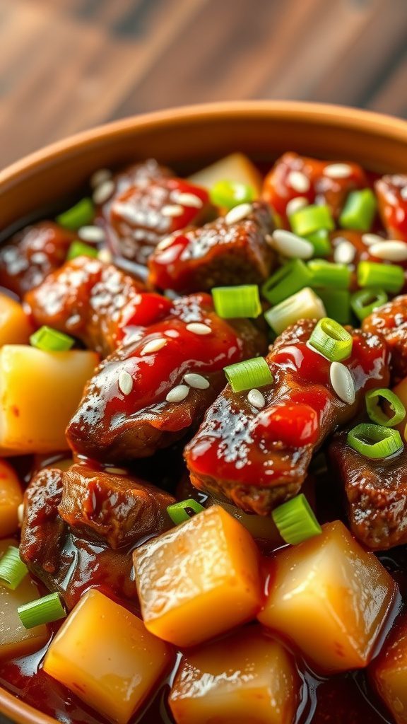 korean bbq ground beef potato bowl crockpot