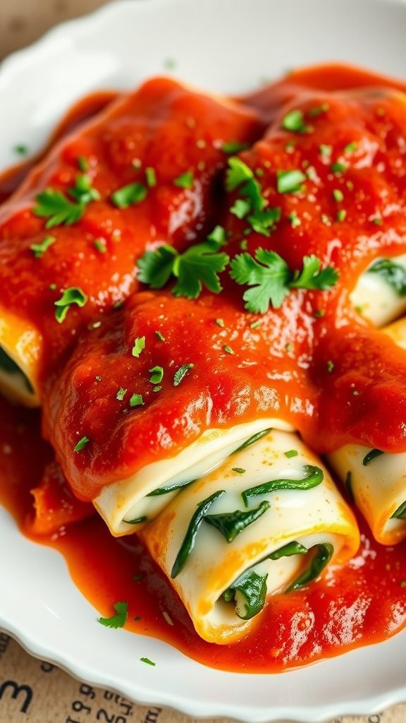 lasagna roll ups with marinara sauce