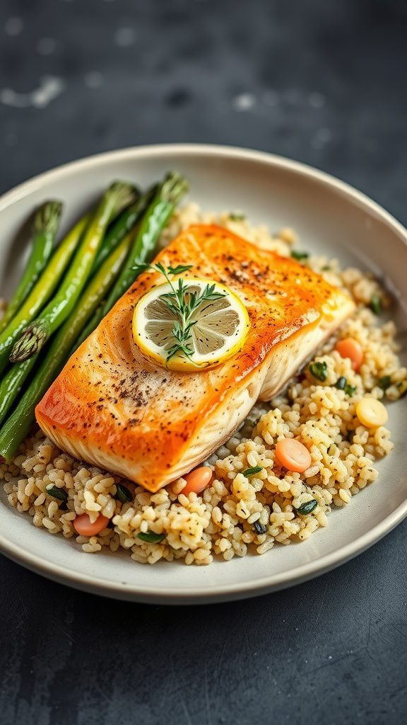 lemon thyme salmon with quinoa