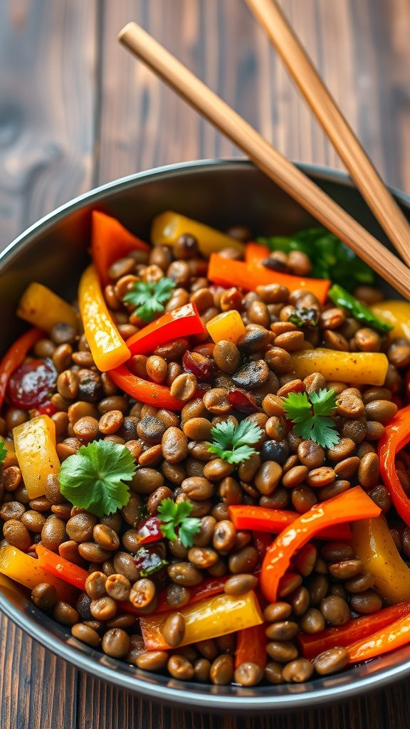 lentil stir fry with vegetables lentil stir fry with vegetables