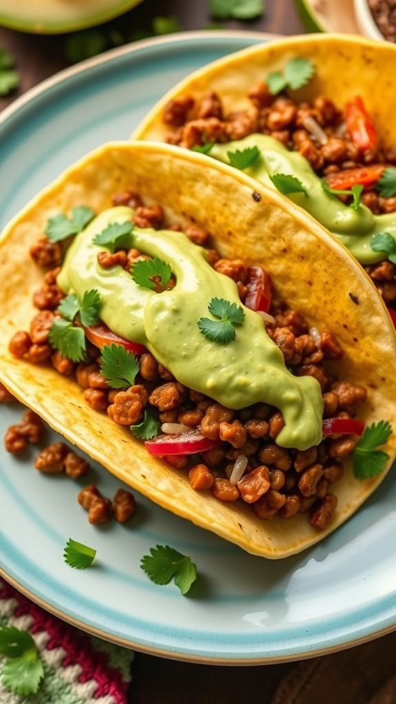 lentil tacos with avocado crema lentil tacos with avocado crema