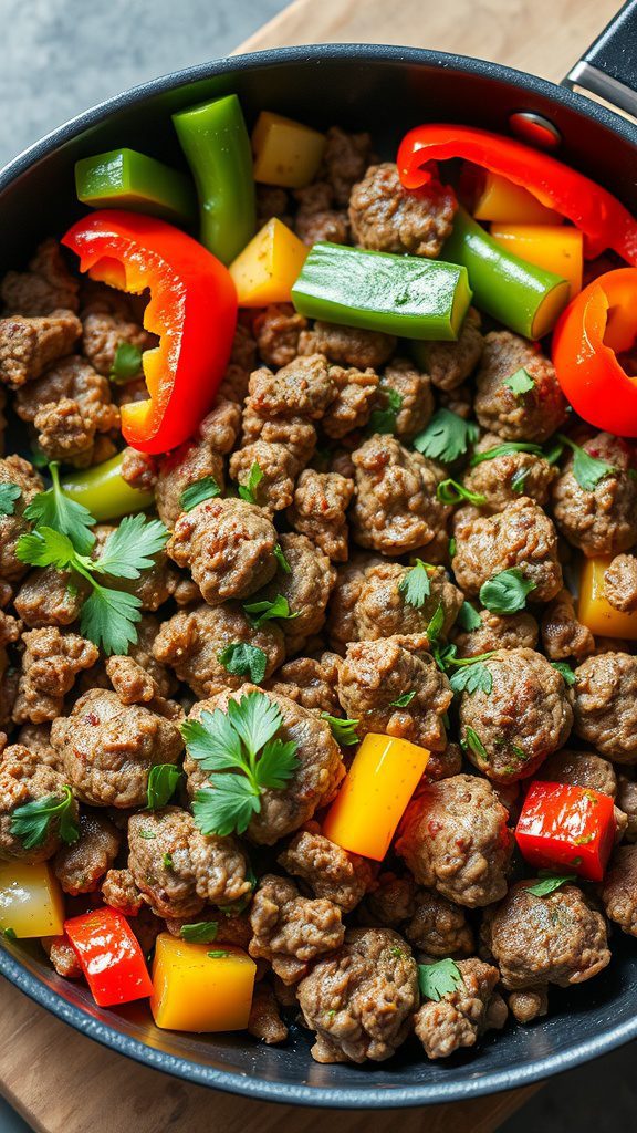 low carb mediterranean ground beef skillet