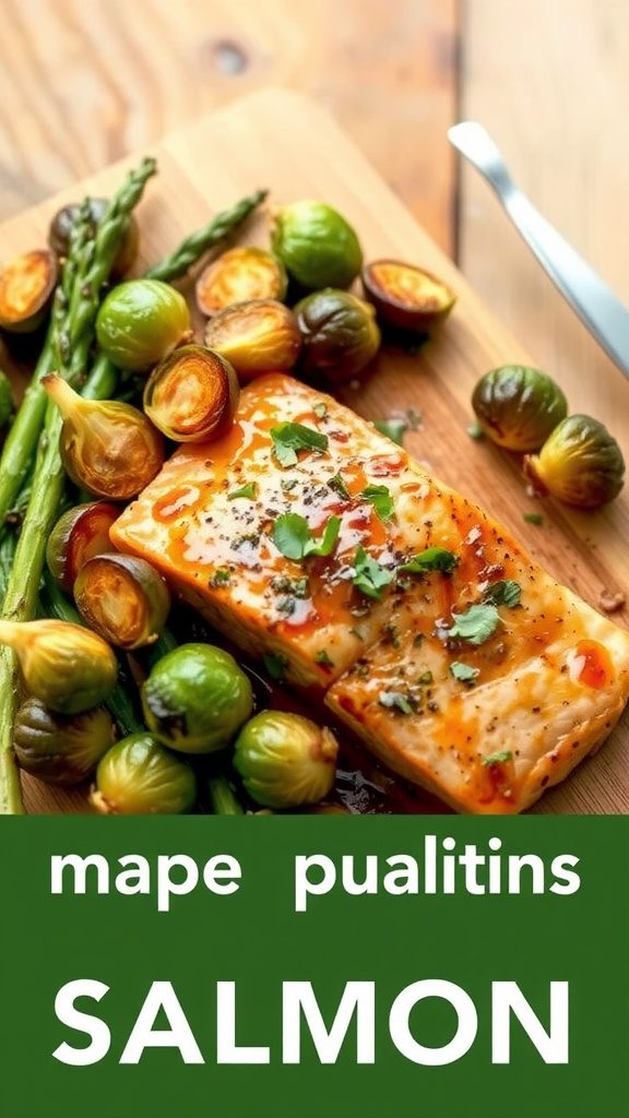 maple glazed salmon with brussels sprouts