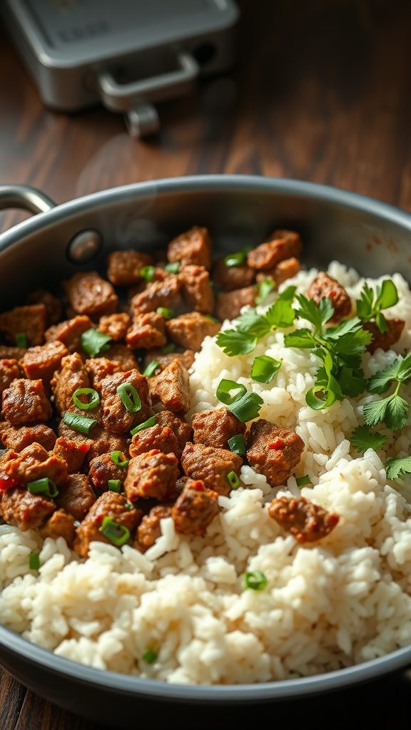 minute ground beef and rice skillet
