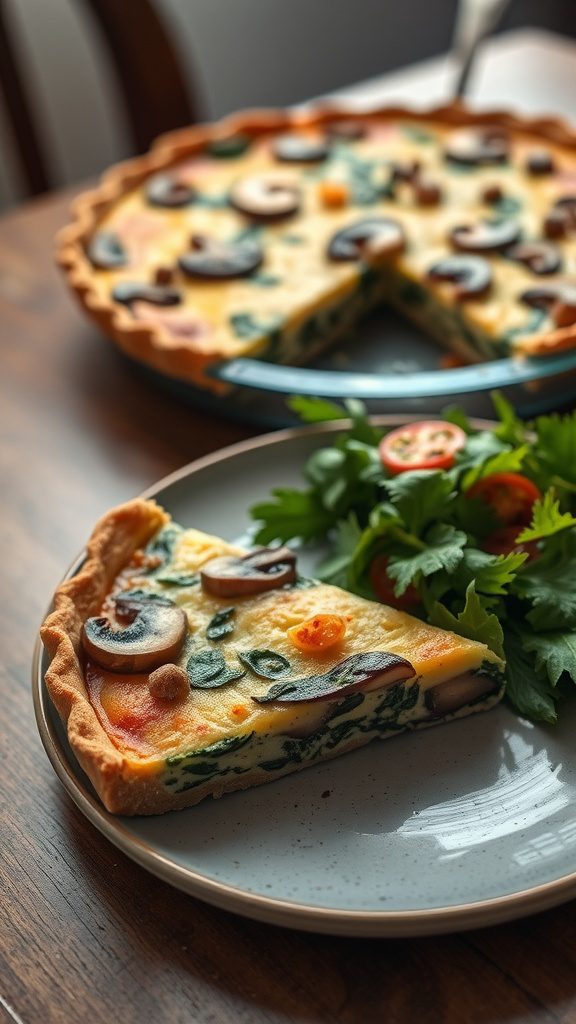 mushroom and spinach quiche