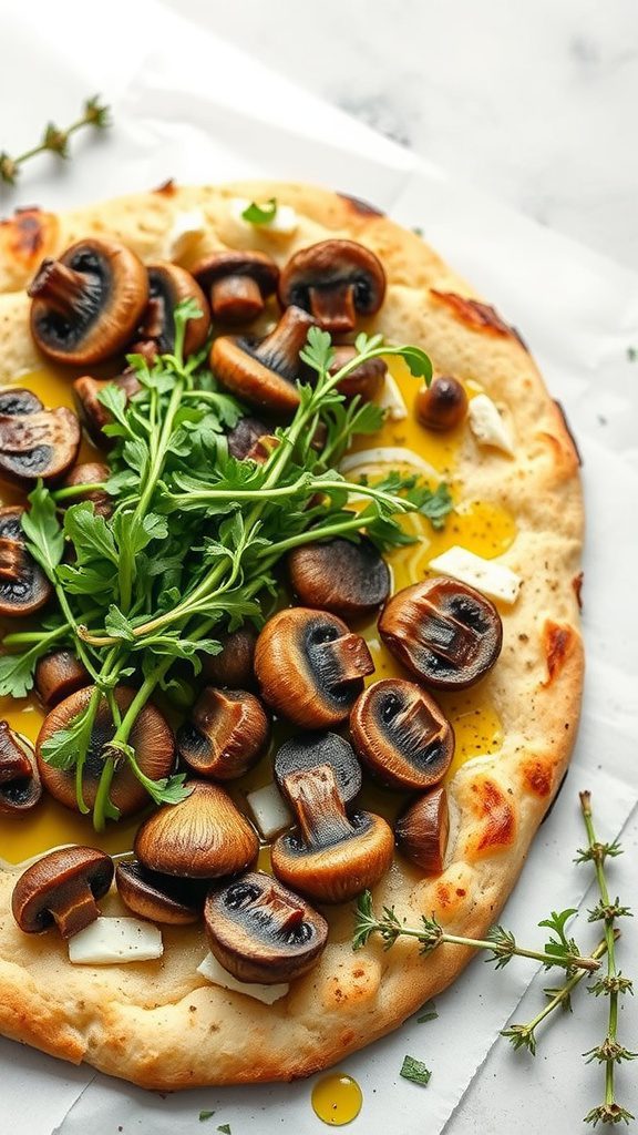 mushroom and thyme flatbread