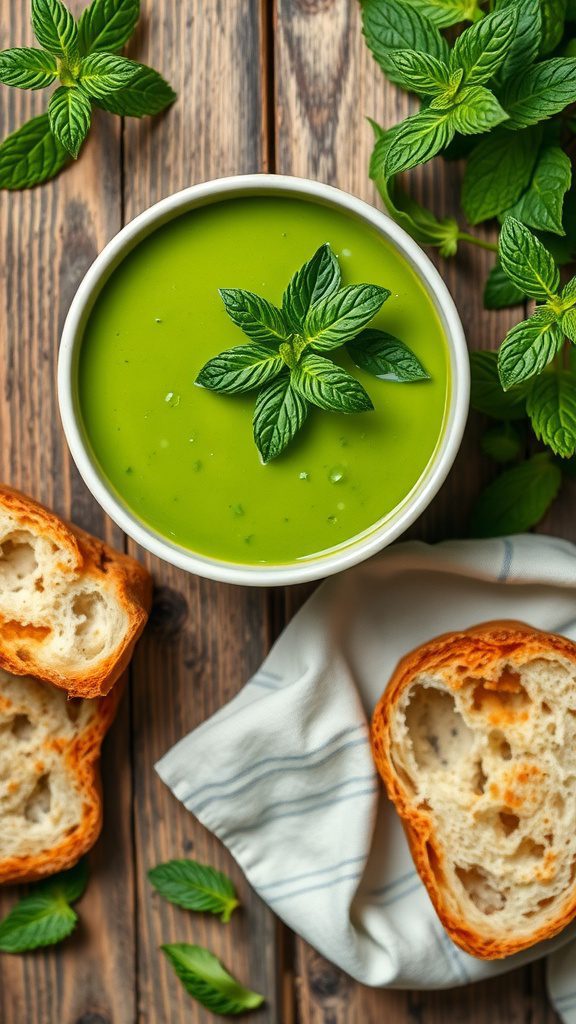 quick and refreshing pea and mint soup