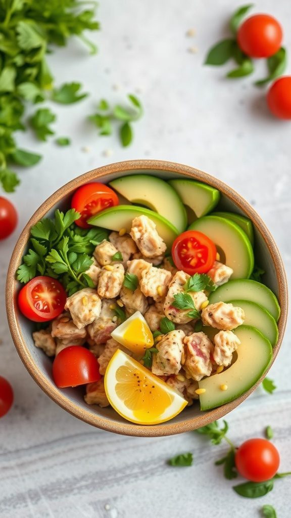 quick avocado and tuna protein bowl