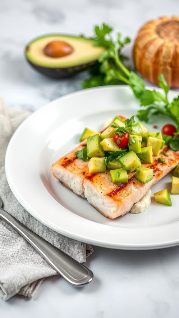 salmon with avocado salsa