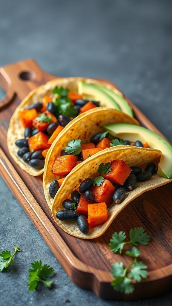 savory sweet potato and black bean tacos