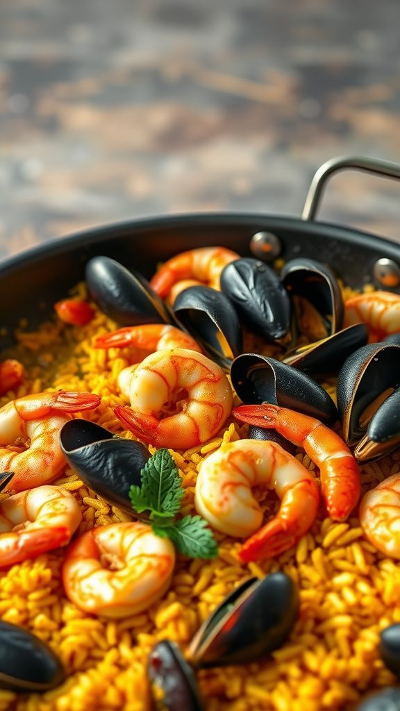 seafood paella with saffron seafood paella with saffron