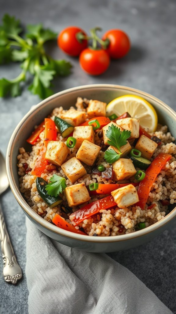 stir fried quinoa with black pepper