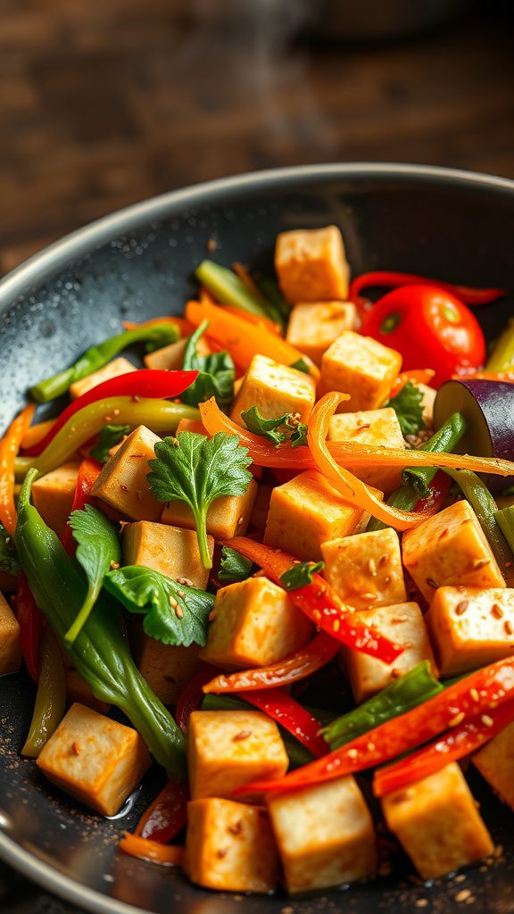stir fried tofu with vegetables stir fried tofu with vegetables