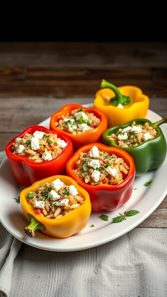 stuffed bell peppers with rice and feta stuffed bell peppers with rice and feta