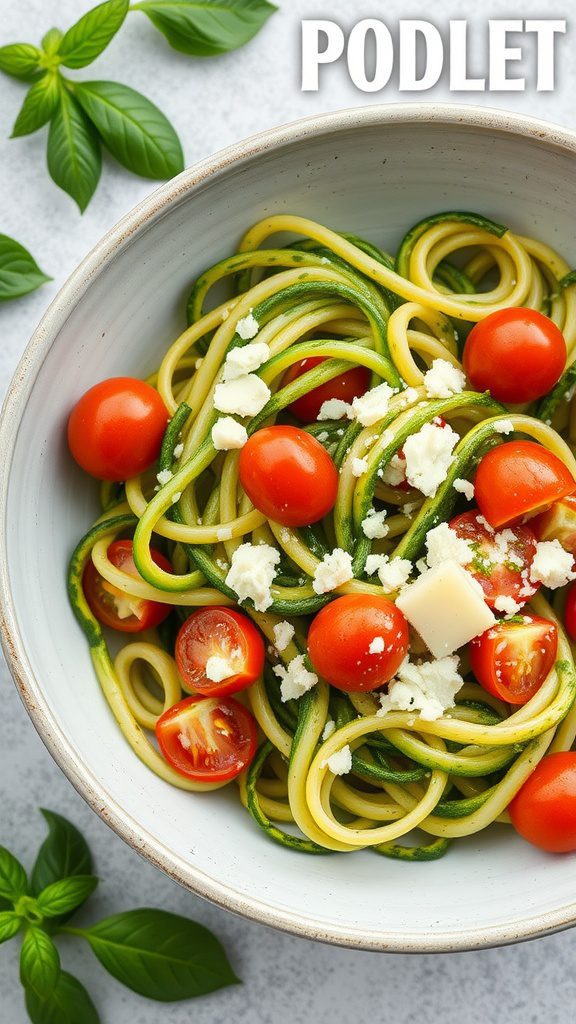 zucchini noodles with pesto and cherry tomatoes 2