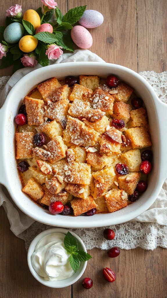 almond cranberry bread pudding