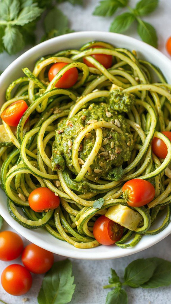 avocado pesto zucchini noodles avocado pesto zucchini noodles