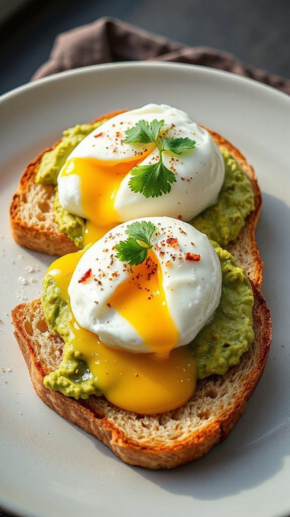avocado toast topped eggs