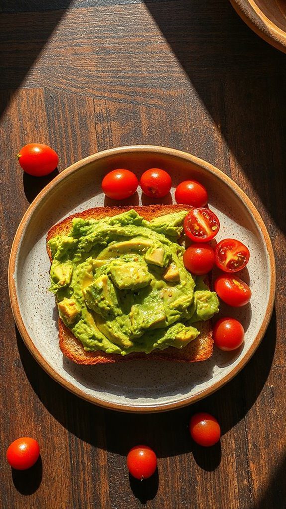 avocado toast topped tomatoes