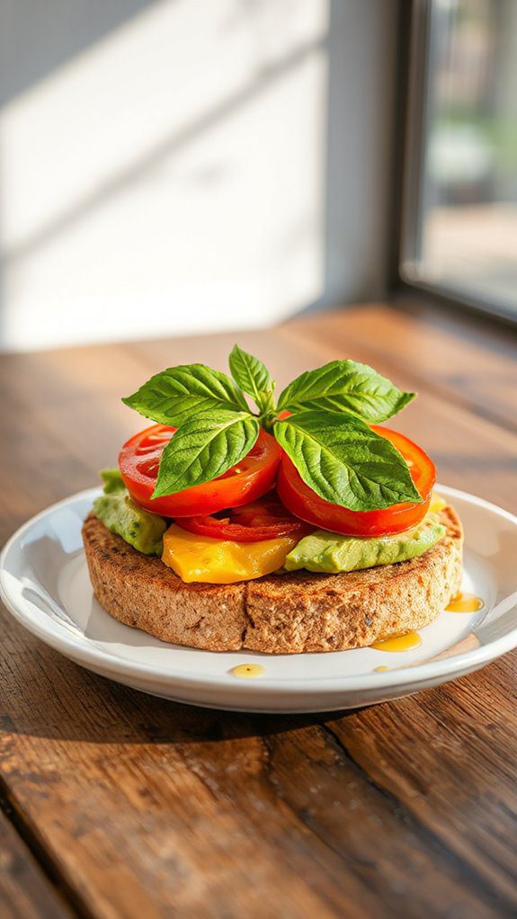 avocado tomato whole wheat muffin
